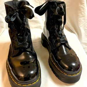 Doc Martens Molly Platform Patent Leather Boots w/black ribbon laces